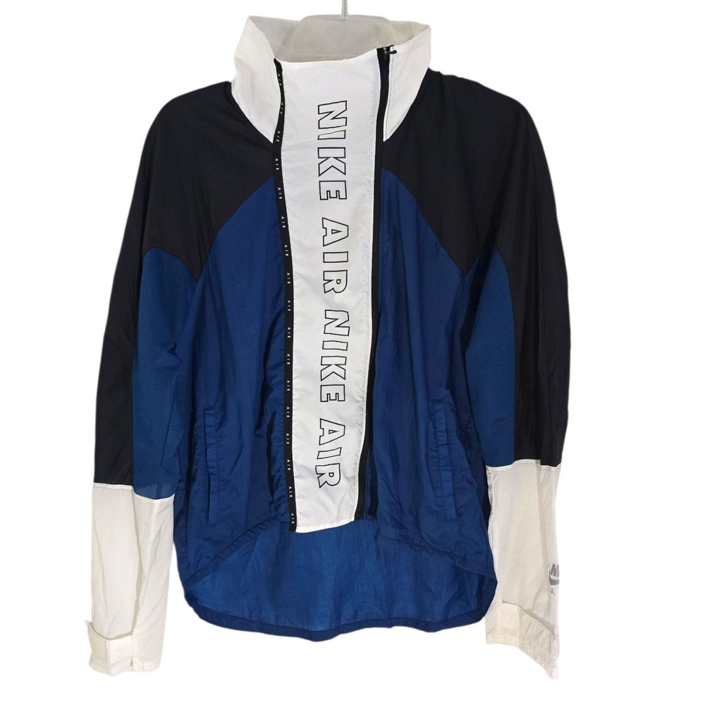 Nike Air Women's Colorblock Zip Up Jacket White Blue Black Size M
